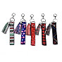 PU Leather Tassel Keychain, with Rhinestone, Plastic, Alloy Lobster Claw Clasps and Iron Split Key Rings, Platinum
