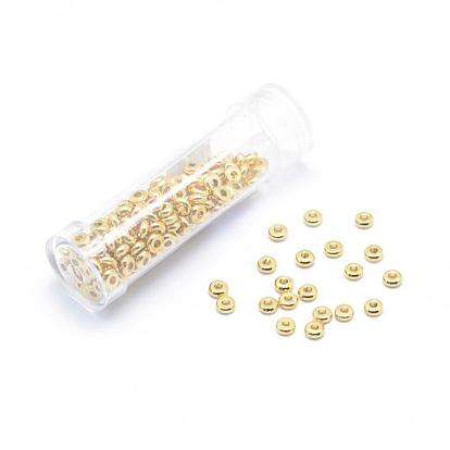 Brass Spacers Beads, Real 18K Gold Plated, Flat Round, Lead Free & Cadmium Free & Nickel Free