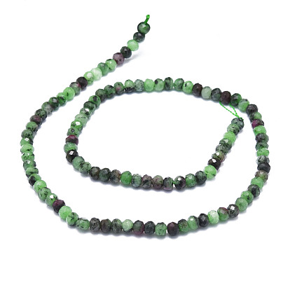 Natural Ruby in Zoisite Beads Strands, Faceted, Rondelle