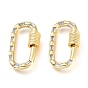 Brass Micro Pave Cubic Zirconia Screw Carabiner Lock Charms, for Necklaces Making, Oval, Golden