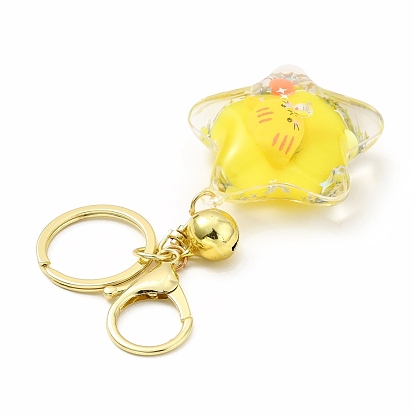 Porte-clés acrylique, avec alliage de zinc homard fermoirs pince, porte-clés en fer et cloche en laiton, étoiles