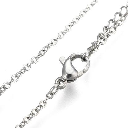 304 Stainless Steel Pendant Necklaces, with Lobster Clasps, Drop