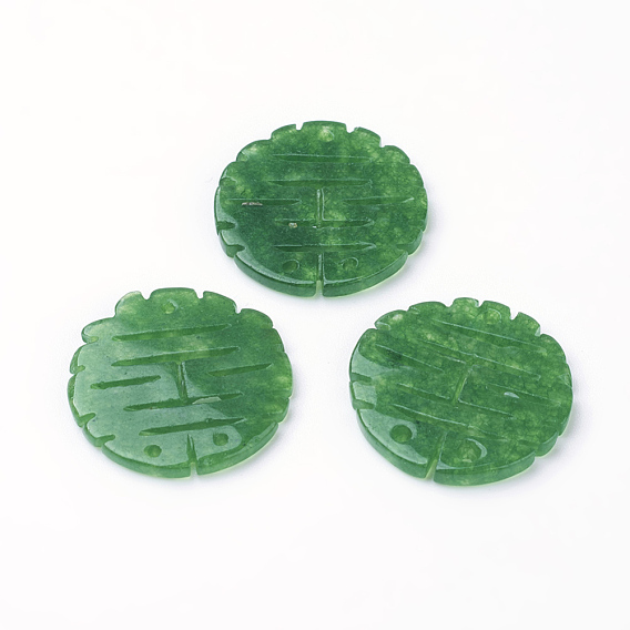 Natural Jade Pendant, Dyed, Flat Round