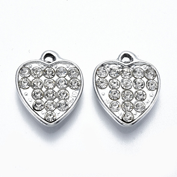Colgantes de aleación chapados en uv, con diamantes de imitación de cristal, corazón, sin plomo y cadmio