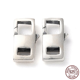 925 Thailand Sterling Silver Lobster Claw Clasps, with 925 Stamp, Rectangle