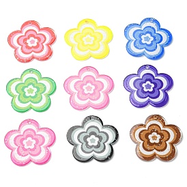 Acrylic Pendants with Glitter Powder, Flower