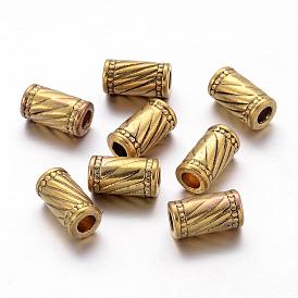 Tibetan Style Alloy Beads, Cadmium Free & Lead Free, Column, about 6mm in diameter, 11mm long, hole: 3mm
