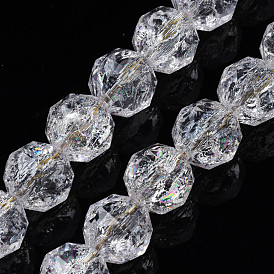 Transparentes craquements perles de verre brins, facette, ronde