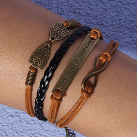 Винтажный кожаный браслет с персонализированными буквами, многослойные украшения для рук - европейский и американский стиль