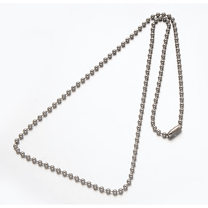 Hot Selling 304 Stainless Steel Ball Chain Necklace, with Ball Chain Connectors, 17.7 inch(45cm)