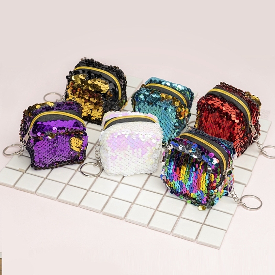Sequin Wallets, with Iron Keychain Clasps