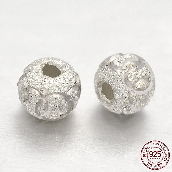Espaceurs de perles rondes en argent sterling 925 texturé