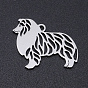 201 pendentifs chien en acier inoxydable, Coupe au laser, creux, Colley rugueux