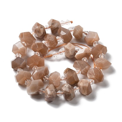 Natural Sunstone Beads Strands, Faceted Polygon