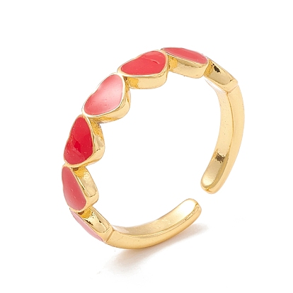 Кольцо-манжета с эмалью в форме сердца, долговечное открытое кольцо из латуни с покрытием для женщин, золотые