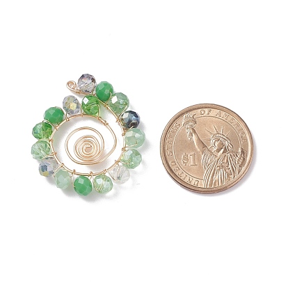 Colgantes de perlas de vidrio electrochapado, con alambre de cobre ecológico, vórtice