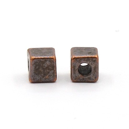 Тибетский стиль сплав куб разделительные бусины, 4x4x4 мм, Отверстие : 2 мм , около 640 шт / 200 г