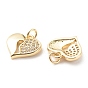 Brass Micro Pave Clear Cubic Zirconia Pendants, with Jump Ring, Cadmium Free & Lead Free, Heart