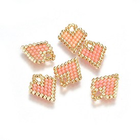 MIYUKI & TOHO Handmade Japanese Seed Beads Pendants, Loom Pattern, Heart