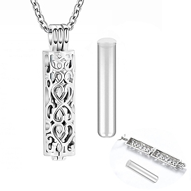 Stainless Steel Column with Heart Pendant Necklaces, Urn Ashes Necklaces