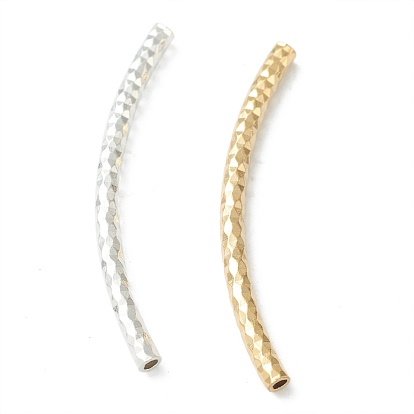 Perlas de tubo de latón, larga duración plateado, cuentas curvas, tubo