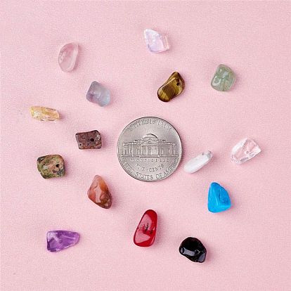 Perles de pierres précieuses naturelles et synthétiques mixtes, puce, 5~8x5~8mm, Trou: 1mm