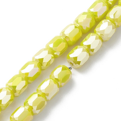 Electroplate Glass Beads Strands, AB Color Plated, Faceted, Barrel