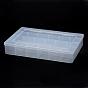 Polypropylene Plastic Bead Storage Containers, Adjustable Dividers Box, Removable, 24 Compartments, Rectangle