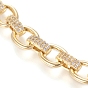 Brass Cable Chains Necklaces, with Clear Cubic Zirconia and Lobster Claw Clasps, Textured, Long-Lasting Plated