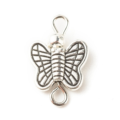 Tibetan Style Alloy Connector Charms, with Brass Loops, Butterfly