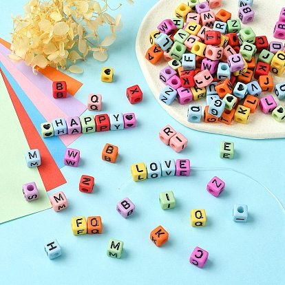 DIY Bracelet Making Kits, Including Letter & Heart Cube Acrylic Beads, Elastic Thread