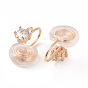 Crystal Rhinestone Clip-on Earrings, Ion Plating(IP) Brass Wire Wrap Spiral Non-piercing Earrings for Women