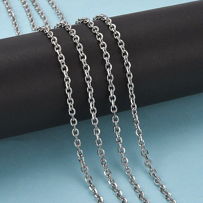 304 chaînes de câbles en acier inoxydable, chaînes de coupe de diamant, non soudée, facette, ovale, 4.5x3.5x1mm
