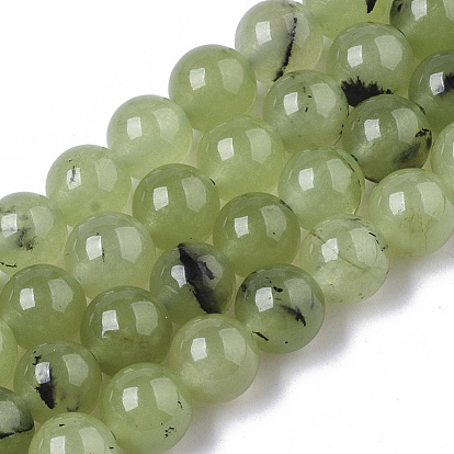 Cordes de perles de calcédoine naturelles, teints et chauffée, imitation couleur prehnite, ronde