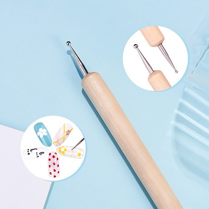 Двойные различные инструменты для ногтей для ногтей, uv гель для ногтей, деревянная ручка и ручка из нержавеющей стали