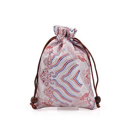 Bolsas de almacenamiento de tela con estampado de ondas de agua, bolsa de embalaje de bolsas rectangulares con cordón