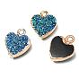 Electroplate AB Color Druzy Resin Pendants, with Iron Findings, Heart, Light Gold
