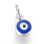 Enamel Brass Charms, with Jump Ring, Evil Eye