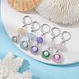 304 Stainless Steel Pendant Decoration, with Alloy Charms and Glass Bead, Shell Shape