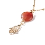 5 pcs 5 ensemble de colliers pendentifs en agate rouge naturelle de style lune et planète étoile, bijoux en laiton pour femmes, or