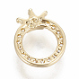 Brass Micro Pave Cubic Zirconia Charms, Ring with Crown