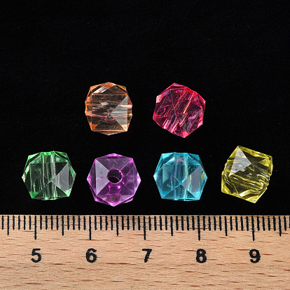 Perles acryliques transparentes, facette, carrée