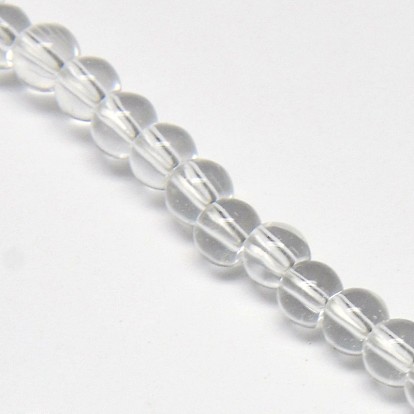 Perles en verre cristal rondes, 4mm, Trou: 1mm, Environ 105 pcs/chapelet, 15.7 pouce