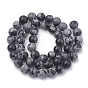 Perles d'obsidienne synthétique en flocon de neige, ronde