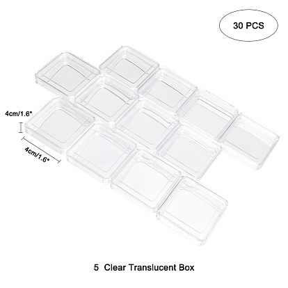 BENECREAT Stackable Square Plastic Containers Clear Translucent Plastic Bead Storage Containers Box Case for Beauty Supplies, Glitter, Tiny Bead, Jewerlry Findings