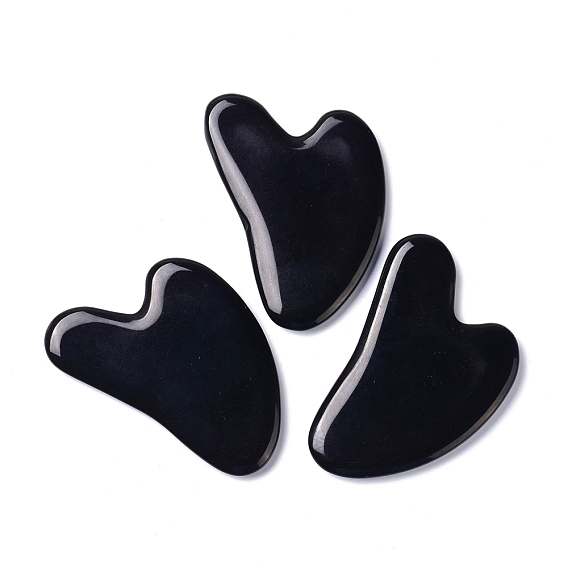 Tablas de gua sha de obsidiana negra natural, herramientas de masaje de raspado, gua sha herramientas faciales, corazón