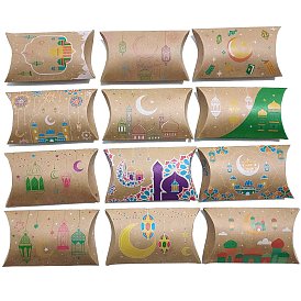 Boîtes d'oreiller de bonbons en papier kraft ramadan, coffret cadeau de bonbons