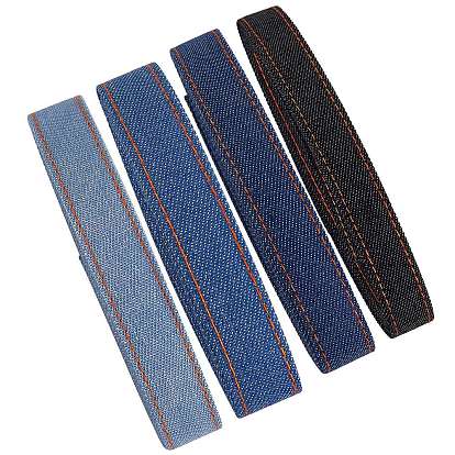 4 Styles Stitch Denim Ribbon, Garment Accessories, for DIY Crafts Hairclip Accessories and Sewing Decoration
