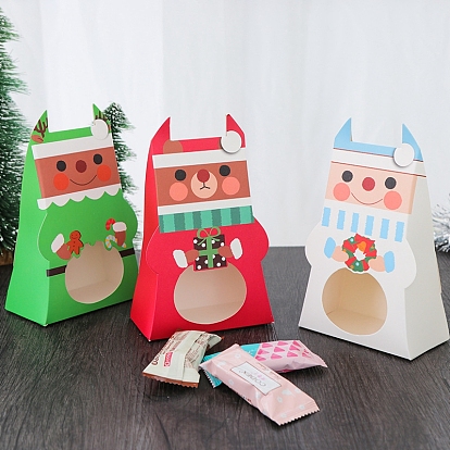Boîtes de papier de carton de Noël, avec fenêtre transparente, bonbons sacs, pour les cadeaux de Noël