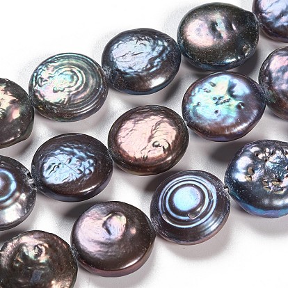 Hebras de perlas keshi de perlas barrocas naturales, teñido, perla cultivada de agua dulce, plano y redondo, 11~12x4~5 mm, agujero: 0.8 mm, sobre 30 unidades / cadena, 14.8 pulgada